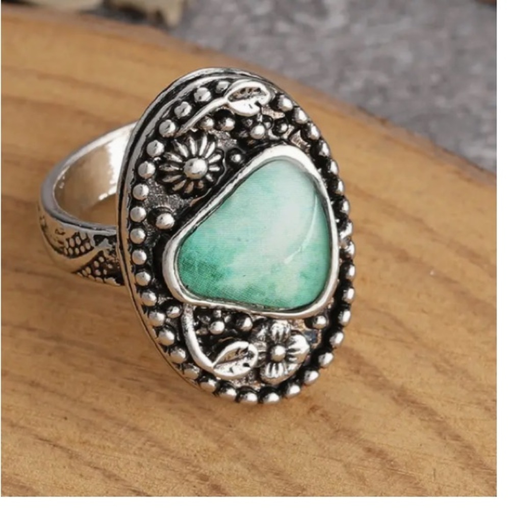 NEW! Boho oval turquoise ring